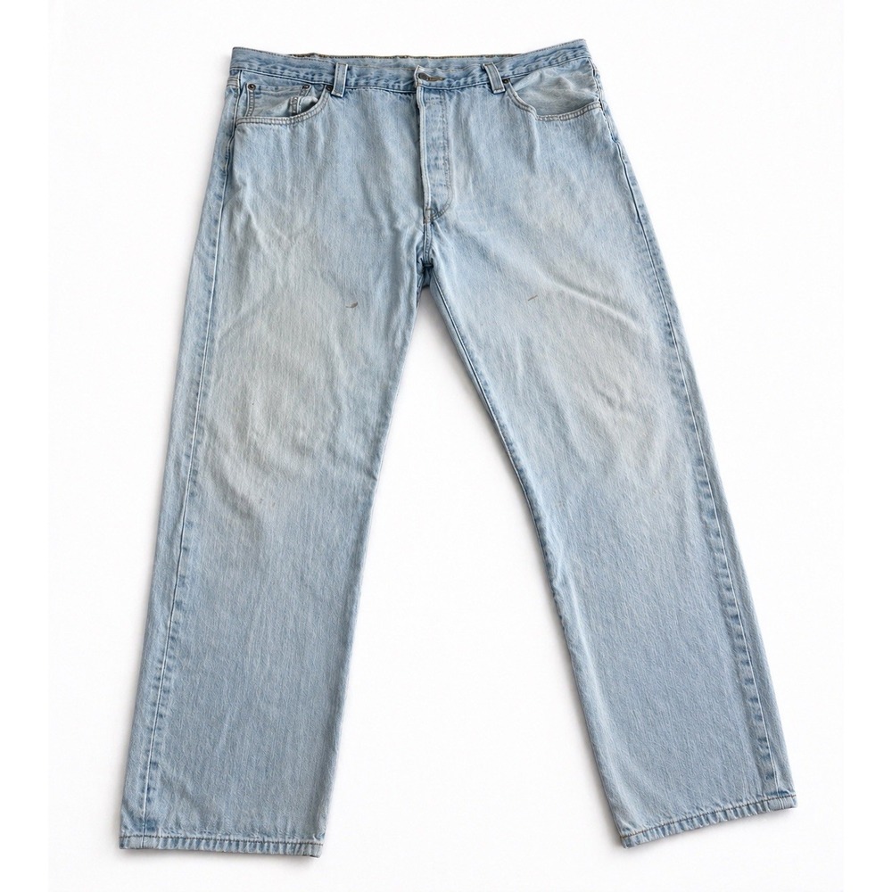 Levi's 501 Jeans Men 40x32 Light Wash Button Fly Straight Leg Denim Distressed